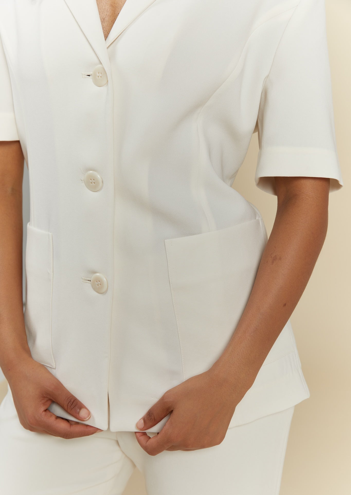  – Perfect Short Sleeve Suit Apricot White